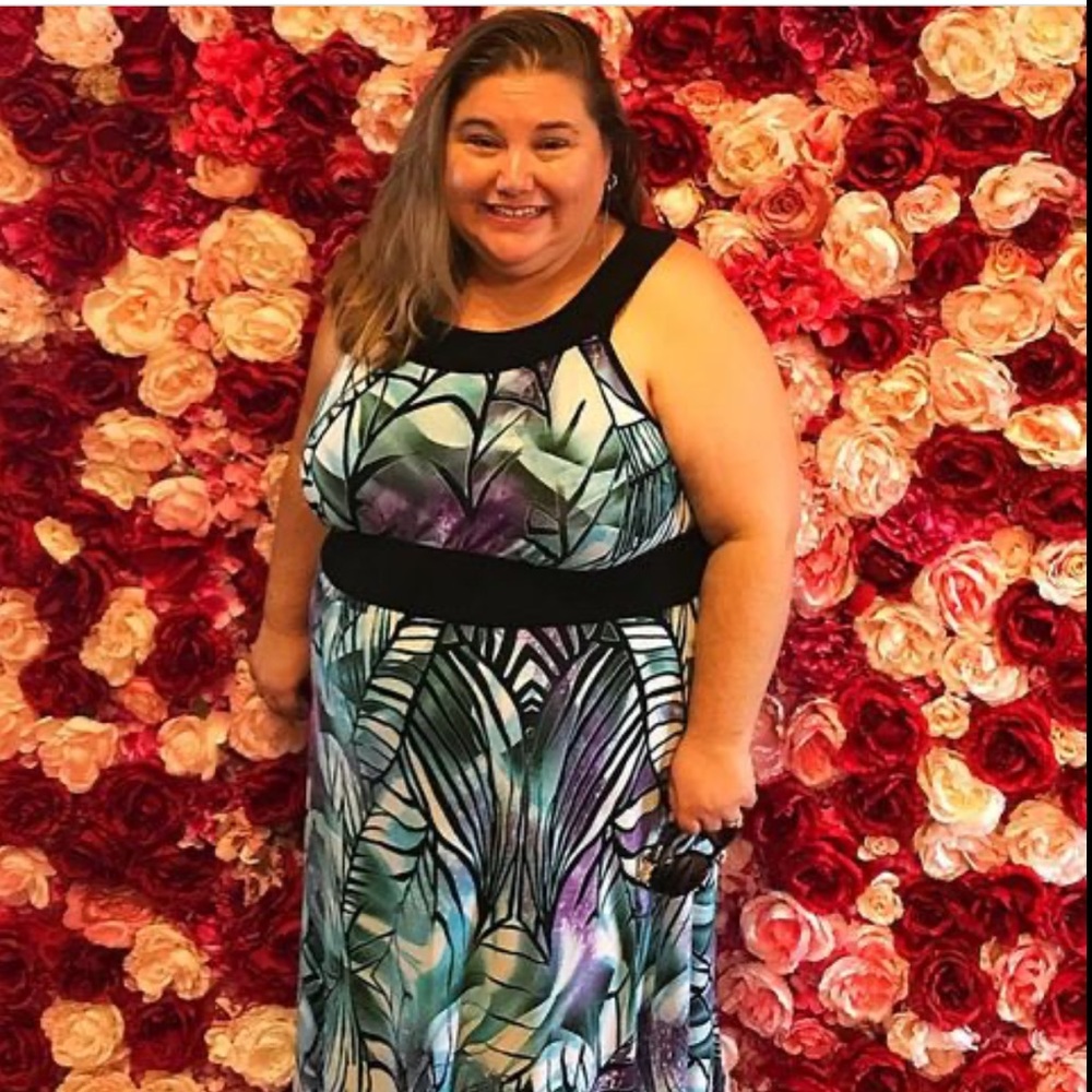 - Susanne Lawrence tropical print maxi dress 1x